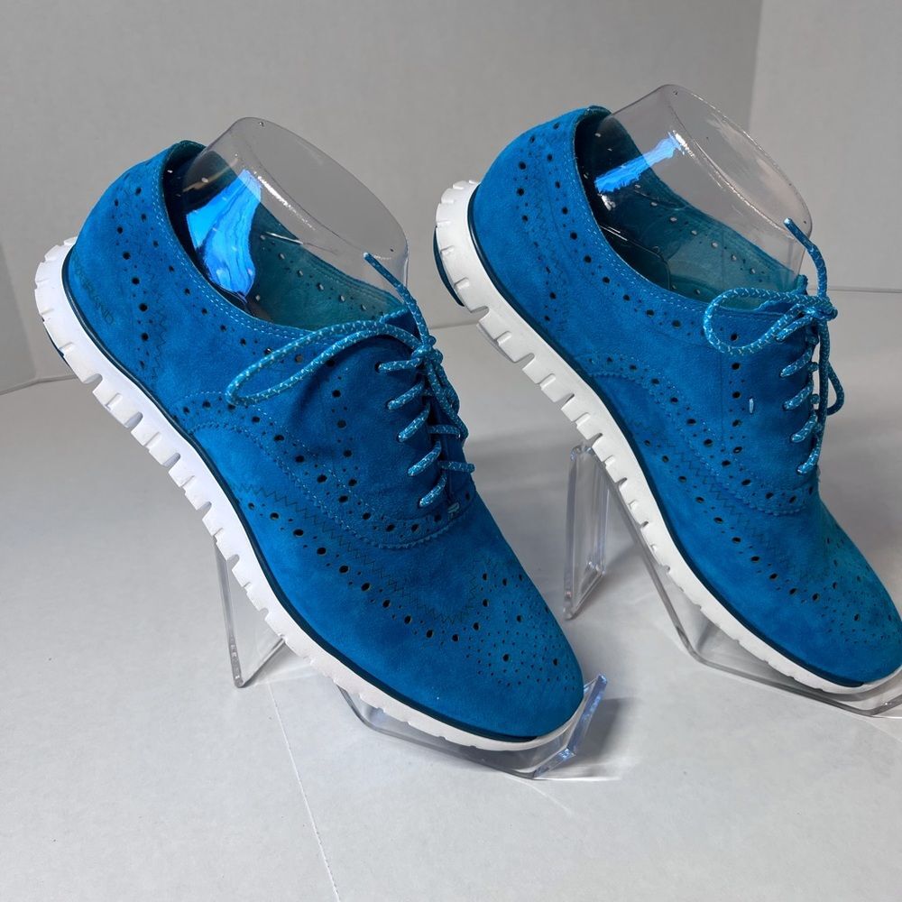 Cole Haan Bright Blue Suede Wingtip Oxfords Women's Size 8